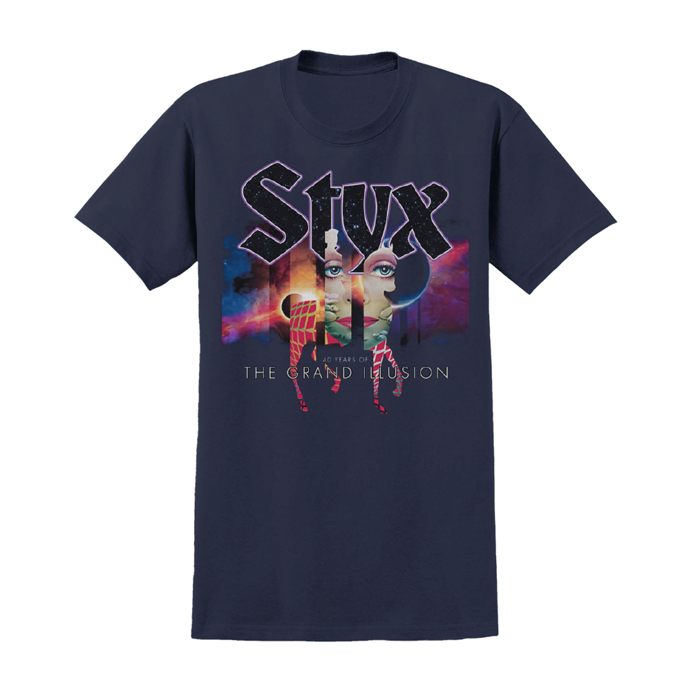 Styx 40 Years of The Grand Illusion Tee (Black or Navy) | APPAREL |  Styxworld