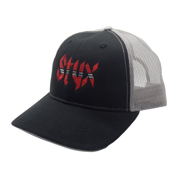 Styx Red Logo Black and Gray Trucker Hat